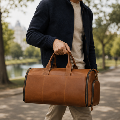 Jazroy crazy horse leather weekender duffel bag