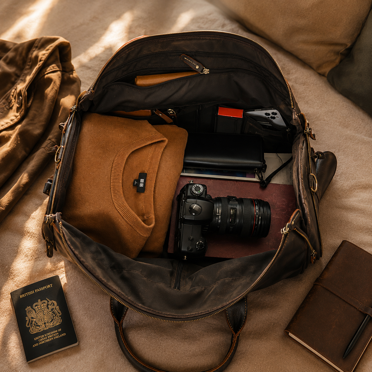Jazroy full-grain leather holdall and weekend bag