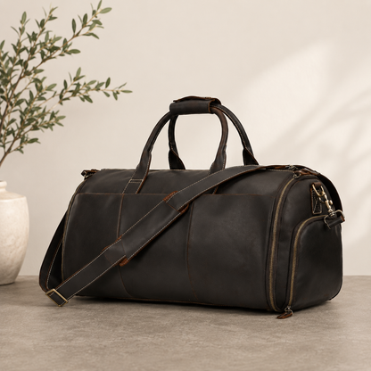 Jazroy full-grain leather carry-on duffel bag