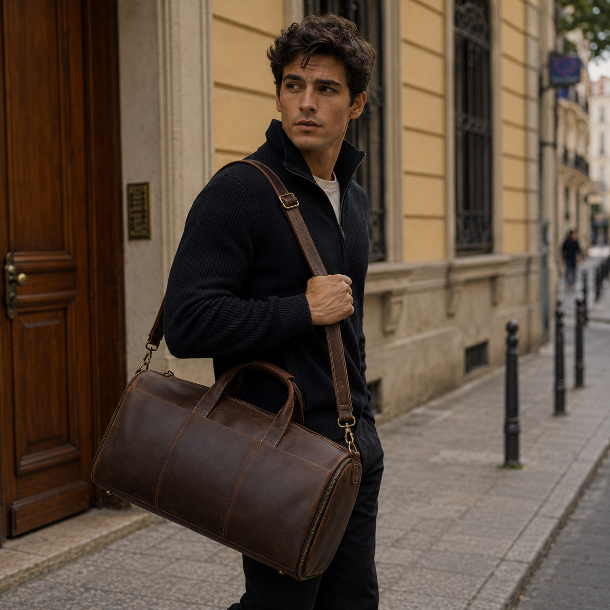 Jazroy vegetable-tanned leather carry-on duffel bag